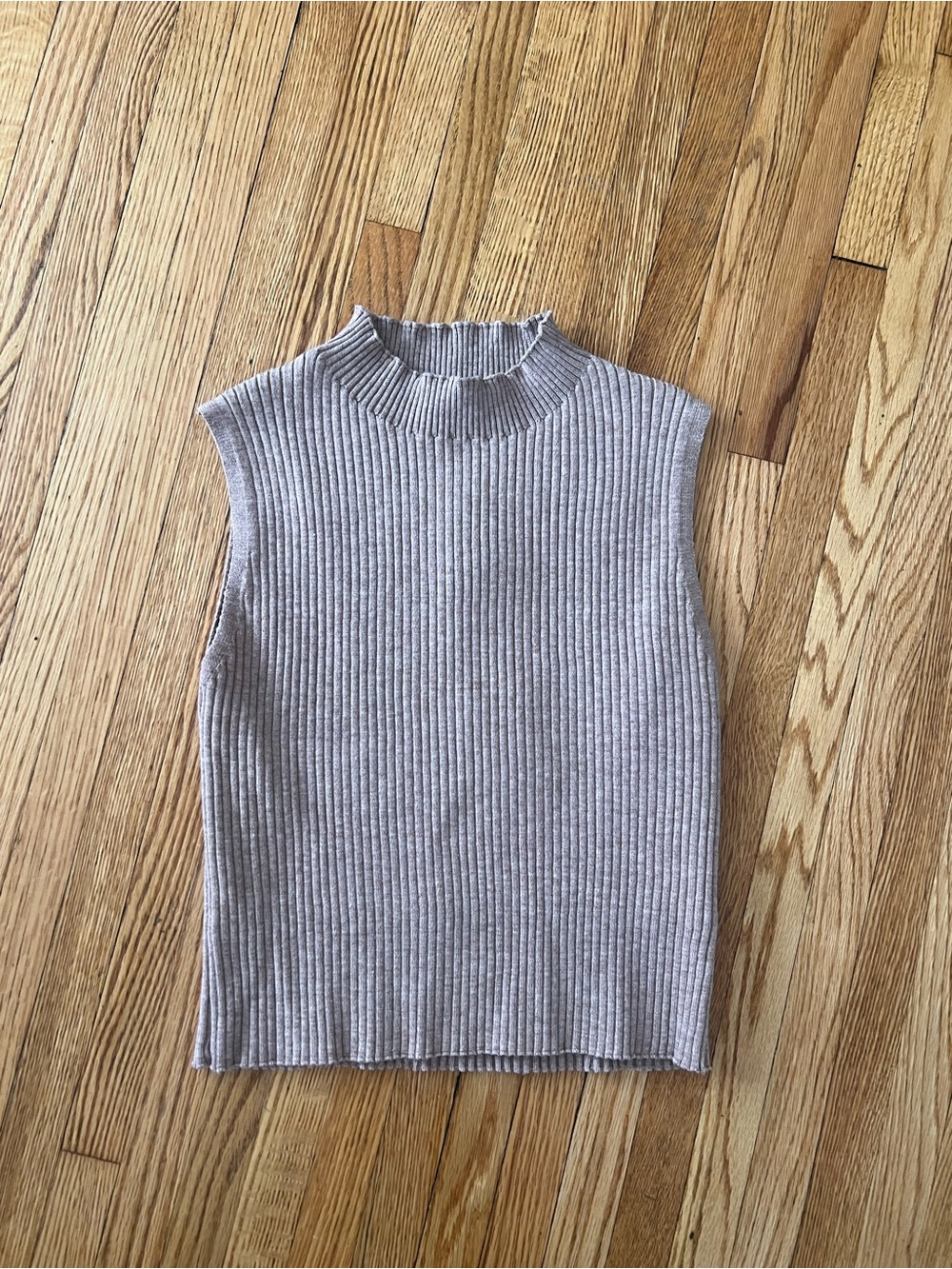 Sage Ribbed Mock Neck Tank Top in Taupe Rose